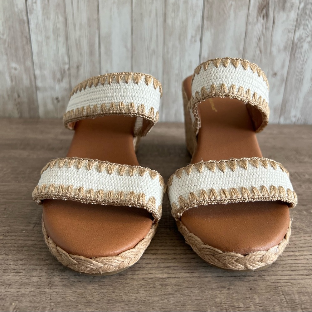 Tommy Bahama Cream Tan Woven Espadrille Wedge Sandals Beachy Resort Size 6.5 - Picture 8 of 8